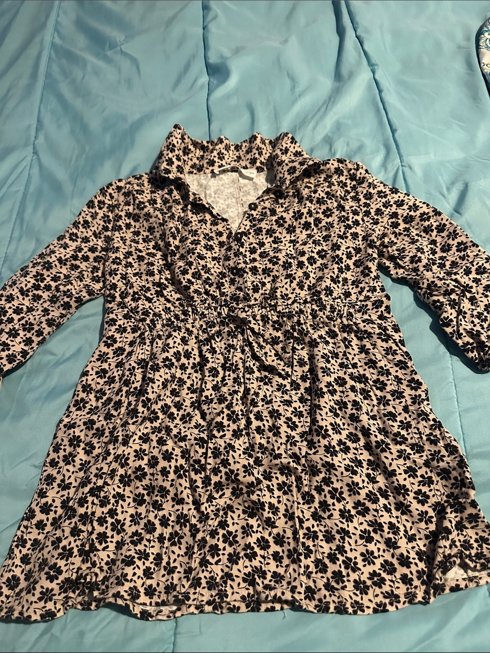 Zara Beige and Black Floral Kids One-Piece